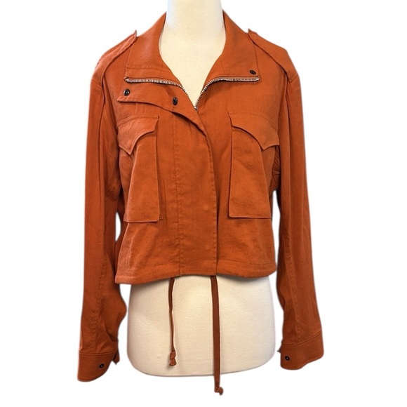 Rag & Bone Women's Cropped M65 Field Jacket color Rust size Medium - Picture 2 of 16